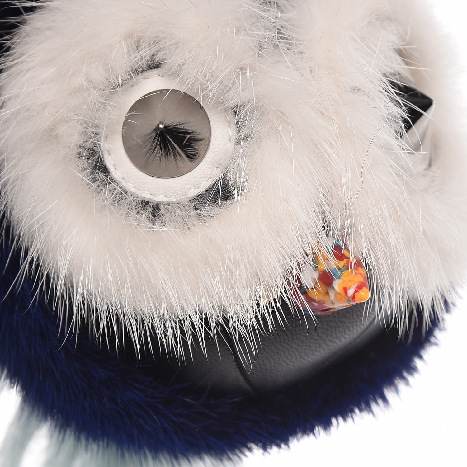 Fendi Mink Fox Fur QuTweet Birgami Bag Bug Charm Blue 4 of 4