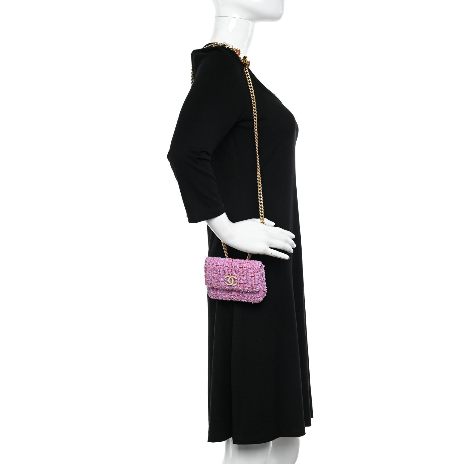 Chanel Tweed Enamel Quilted Pending CC Flap Belt Bag Pink Purple 2 of 10