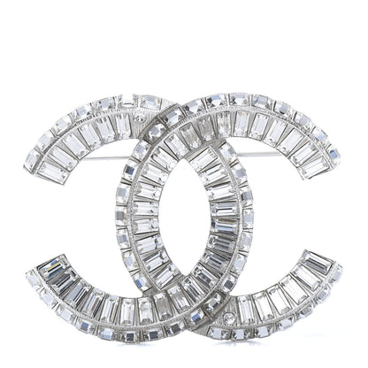 Chanel Baguette Crystal CC Brooch Silver 1 of 5