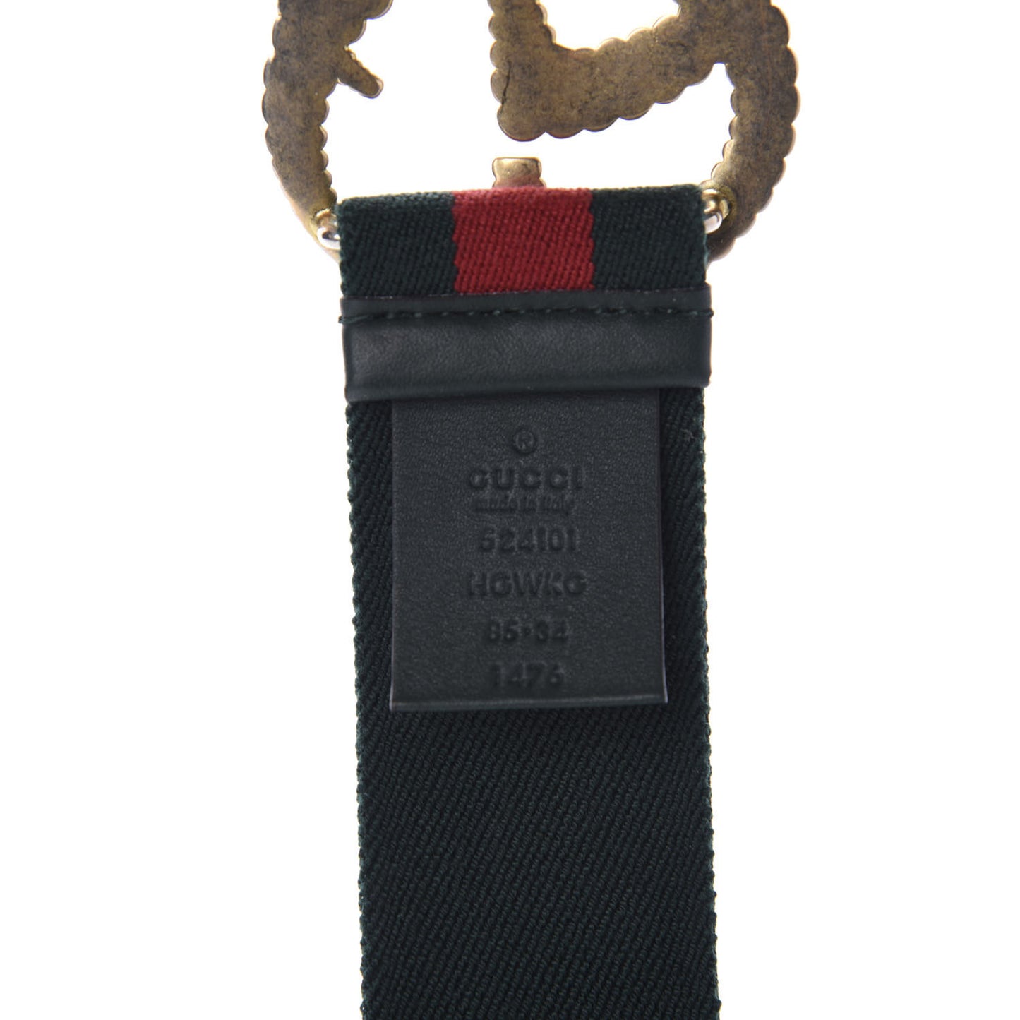 Canvas Torchon Double G Web Belt 85 34 Verde