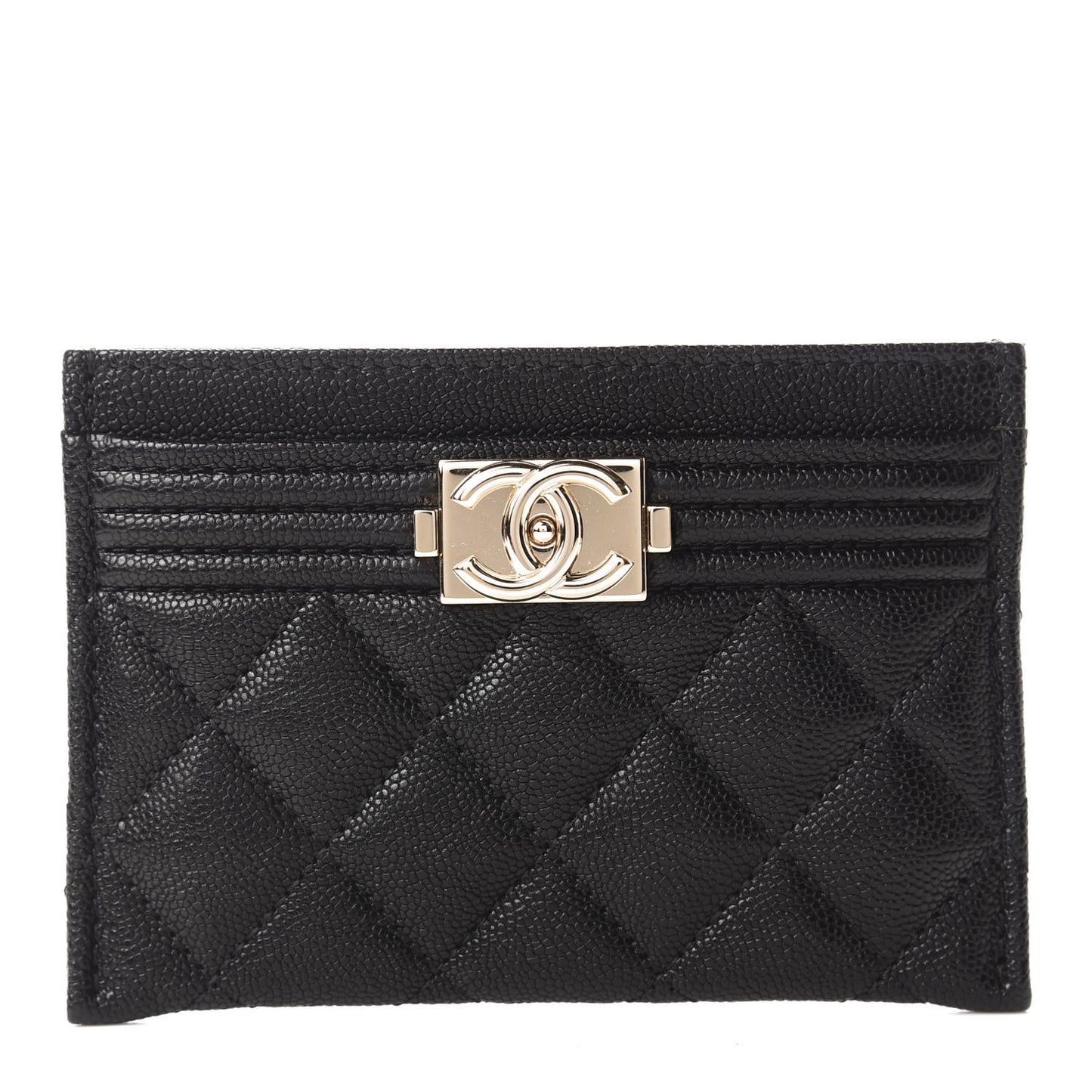 Caviar Quilted Boy Card Holder Black