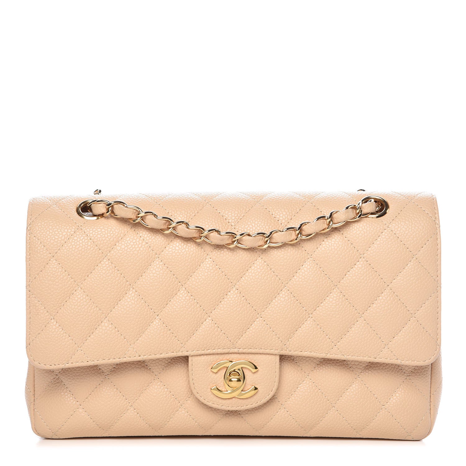 Chanel Caviar Quilted Medium Double Flap Beige Clair 1 of 13
