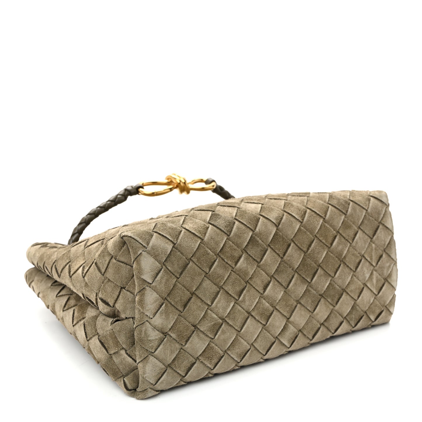 Suede Intrecciato Small Andiamo Shoulder Bag Cypress