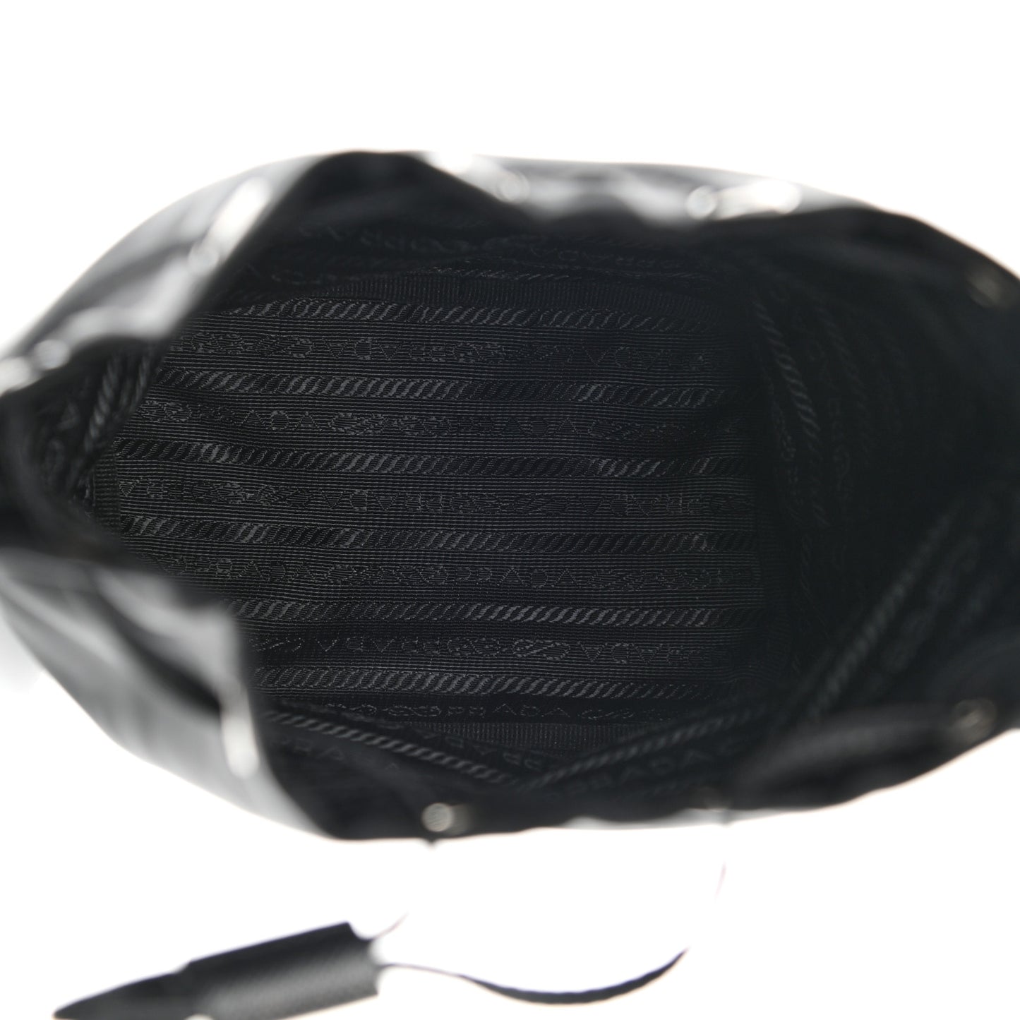 Saffiano Tessuto Nylon Vela Bucket Wristlet Black