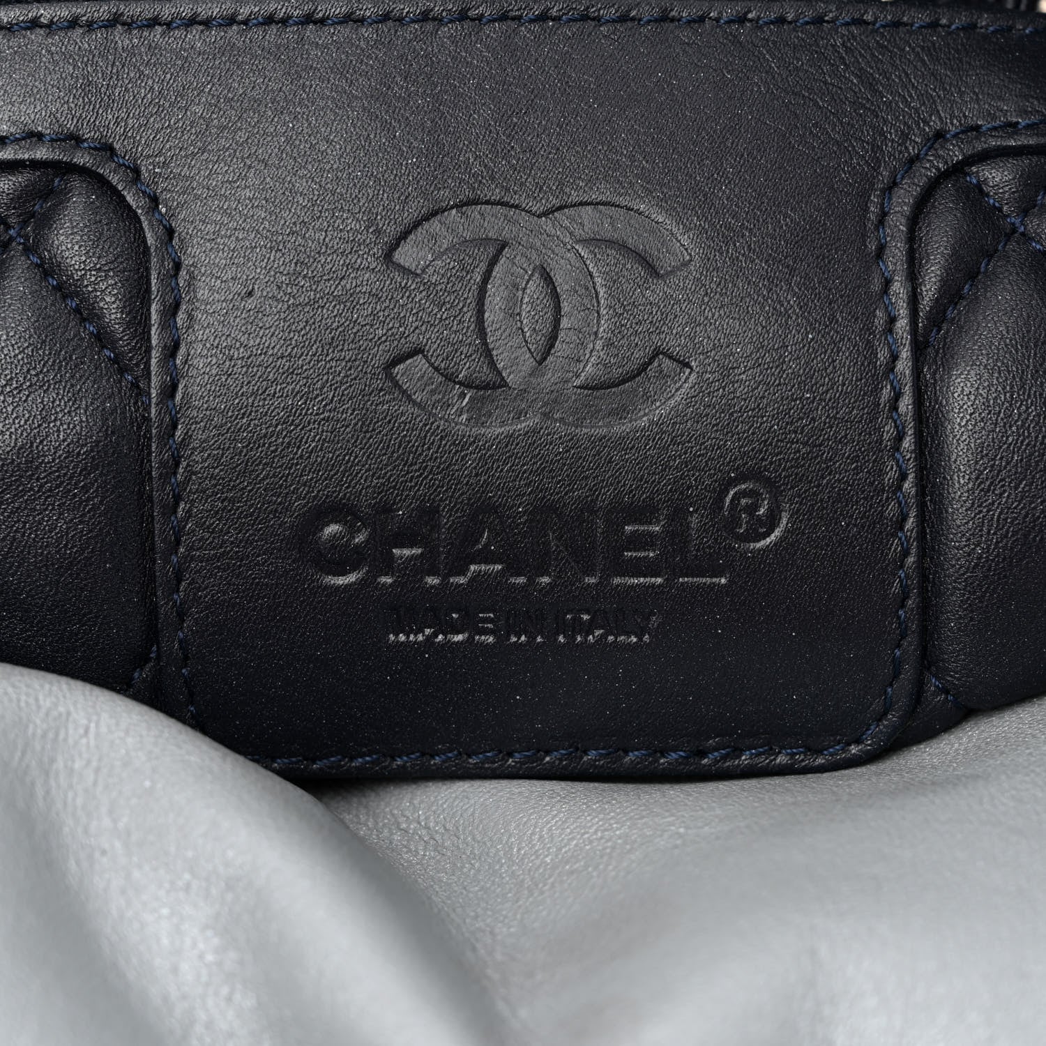 Chanel Metallic Lambskin Quilted Small Coco Cocoon Reversible Tote Light Grey 10 of 22