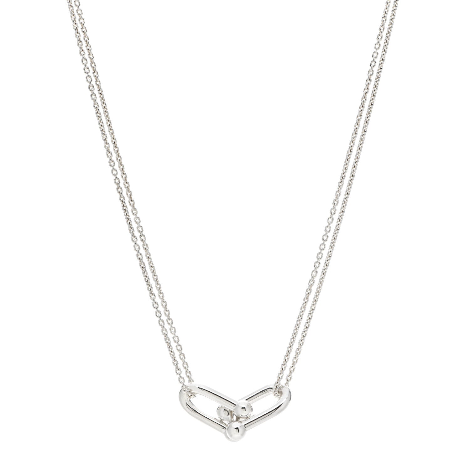 Tiffany Sterling Silver Double HardWear Link Pendant Necklace 1 of 4