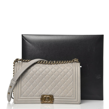 Chanel Caviar Quilted New Medium Boy Flap Light Grey 10 of 10