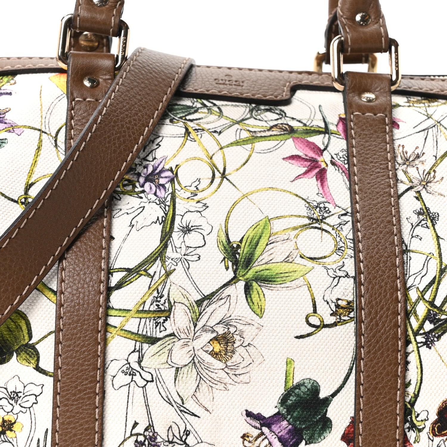 Gucci Canvas Flora Infinity Medium Joy Boston White Multicolor Acero 8 of 10
