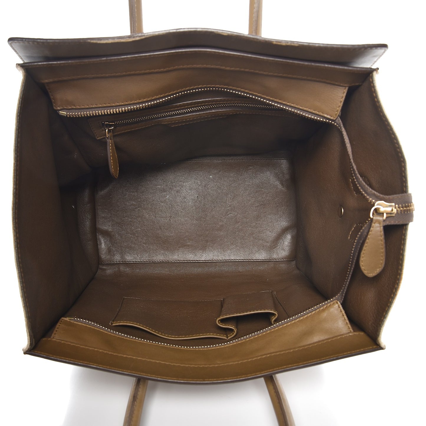 Calfskin Linen Mini Tri-Color Luggage Khaki
