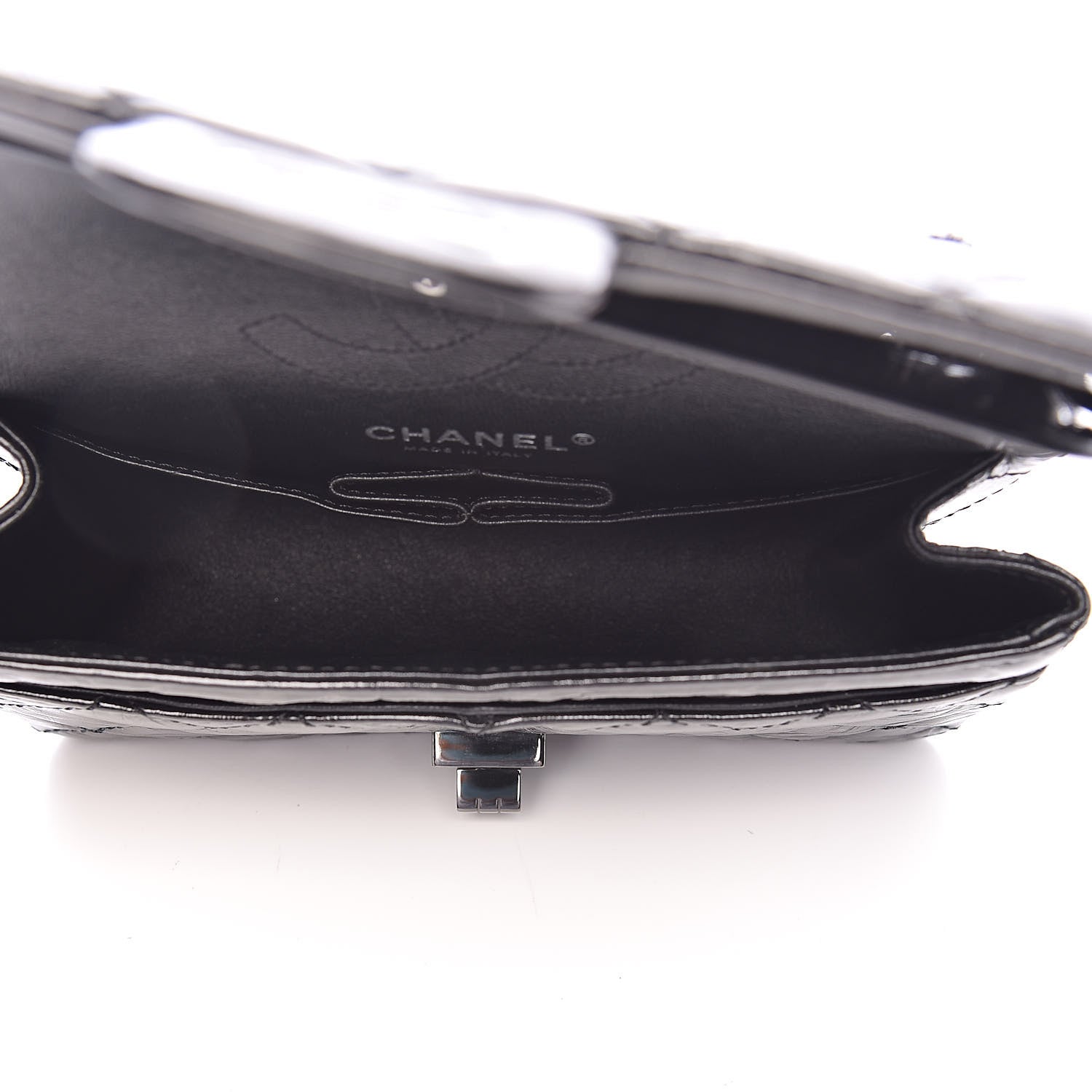 Chanel Shiny Aged Calfskin Quilted 2.55 Reissue 224 Flap So Black 5 of 10
