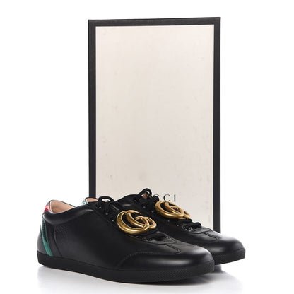 Gucci Calfskin Metallic Ayers Mens Bambi GG Sneakers 7.5 Black Red Flame Verde 9 of 9