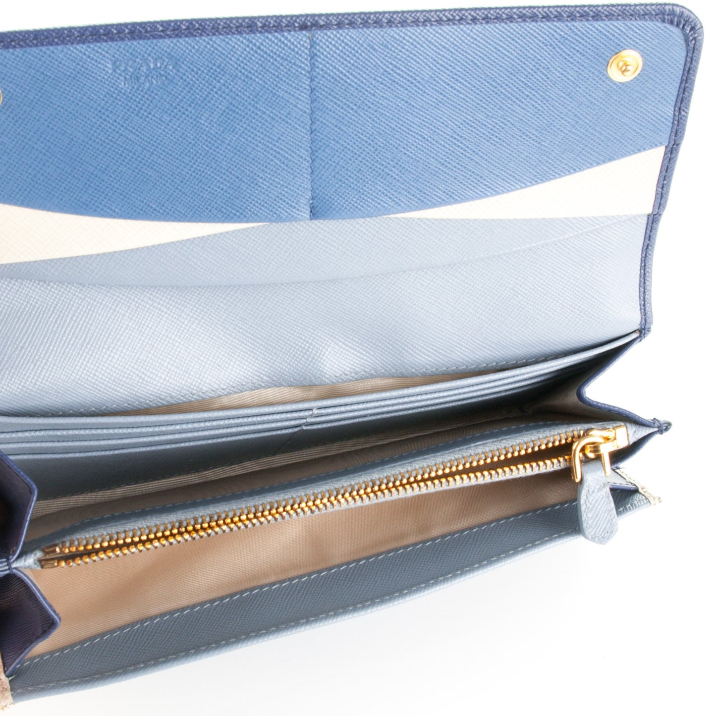 Saffiano Colour Continental Flap Wallet Bleuette