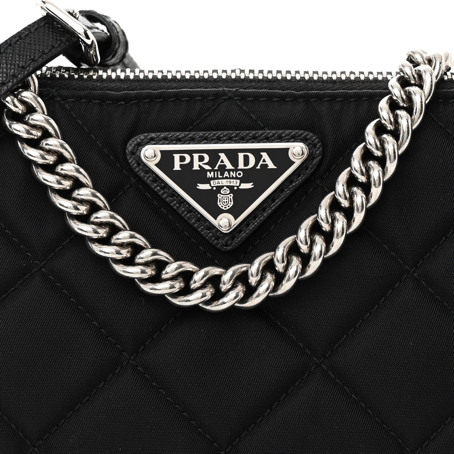 Nylon Tessuto Impuntu Quilted Crossbody Bag Black