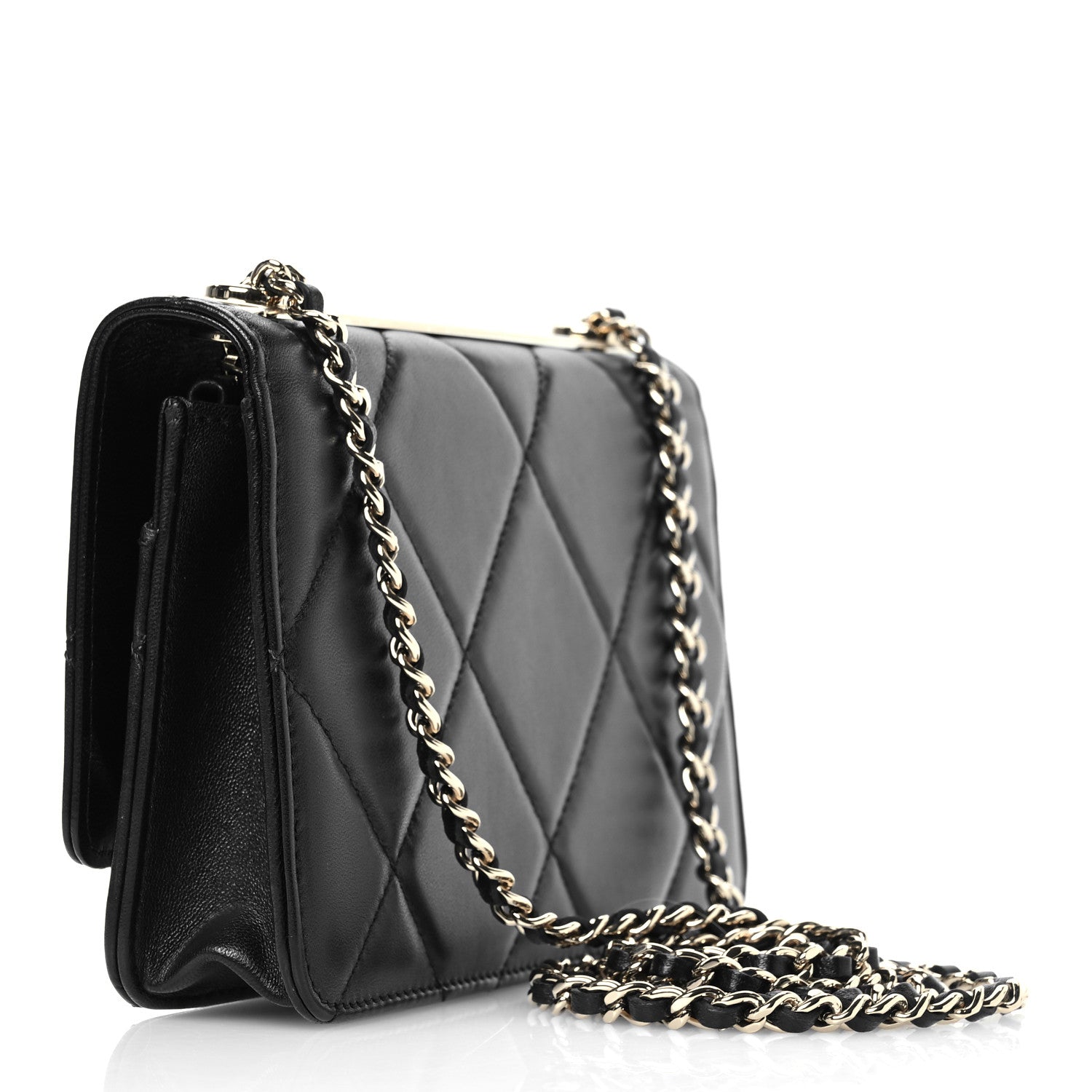 Chanel Lambskin Quilted Trendy CC Wallet On Chain WOC Black 3 of 12
