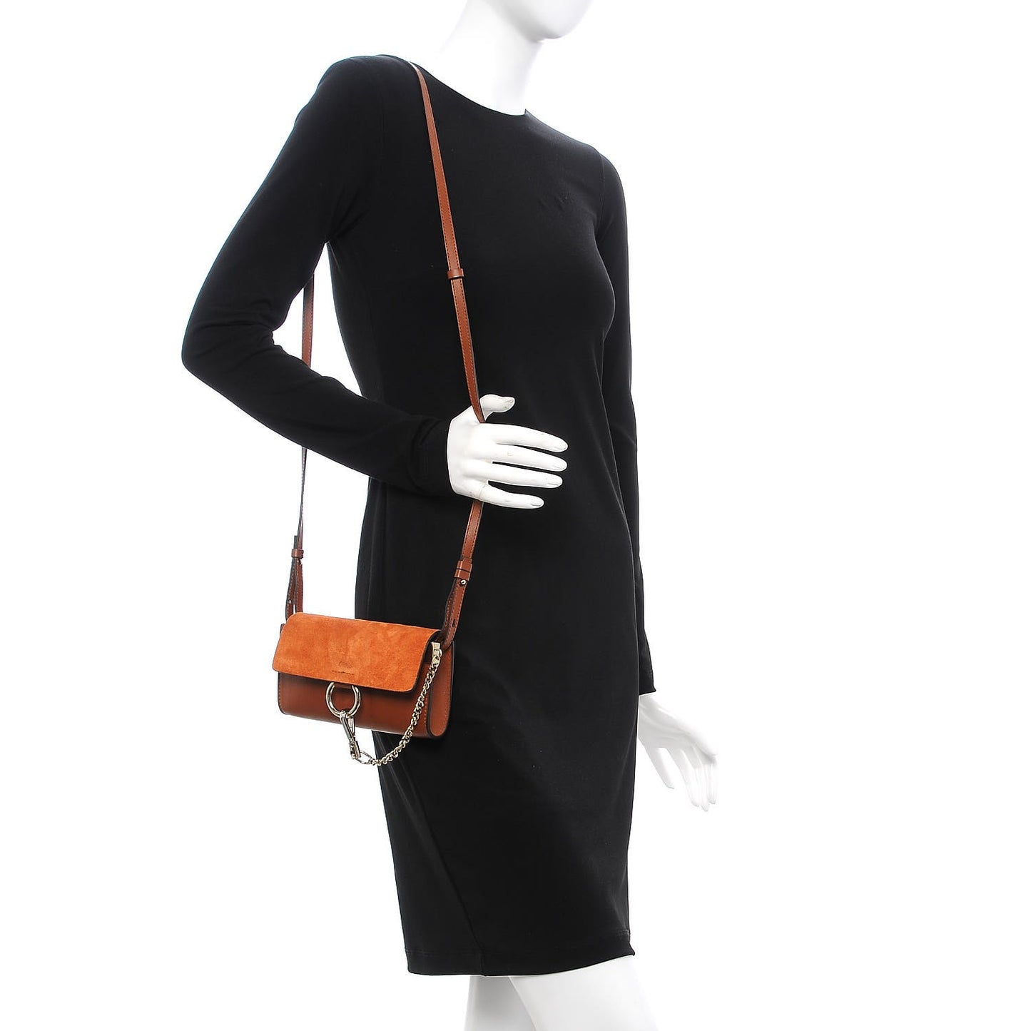 Suede Calfskin Mini Faye Shoulder Bag Tobacco