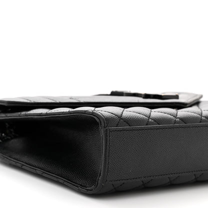Saint Laurent Grain De Poudre Textured Mixed Matelasse Triquilt Medium Monogram Monochrome Satchel Black 8 of 12