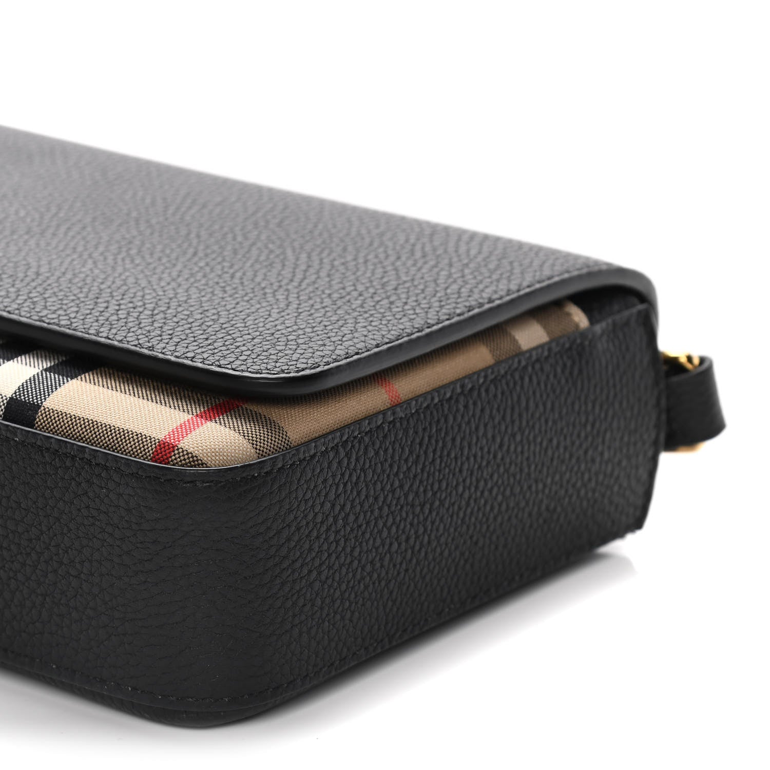 Burberry Grainy Calfskin Vintage Check Hampshire Crossbody Black 8 of 10
