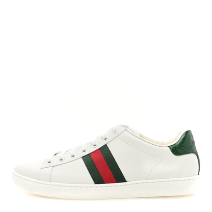 Gucci Calfskin Crocodile Web Womens Ace Sneakers 39.5 White Green 1 of 8