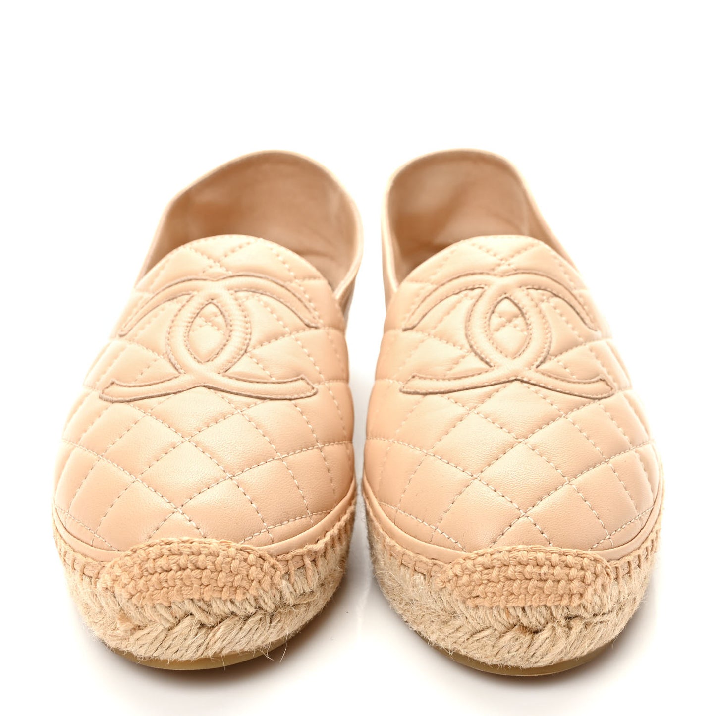 Lambskin Quilted CC Espadrilles 39 Beige