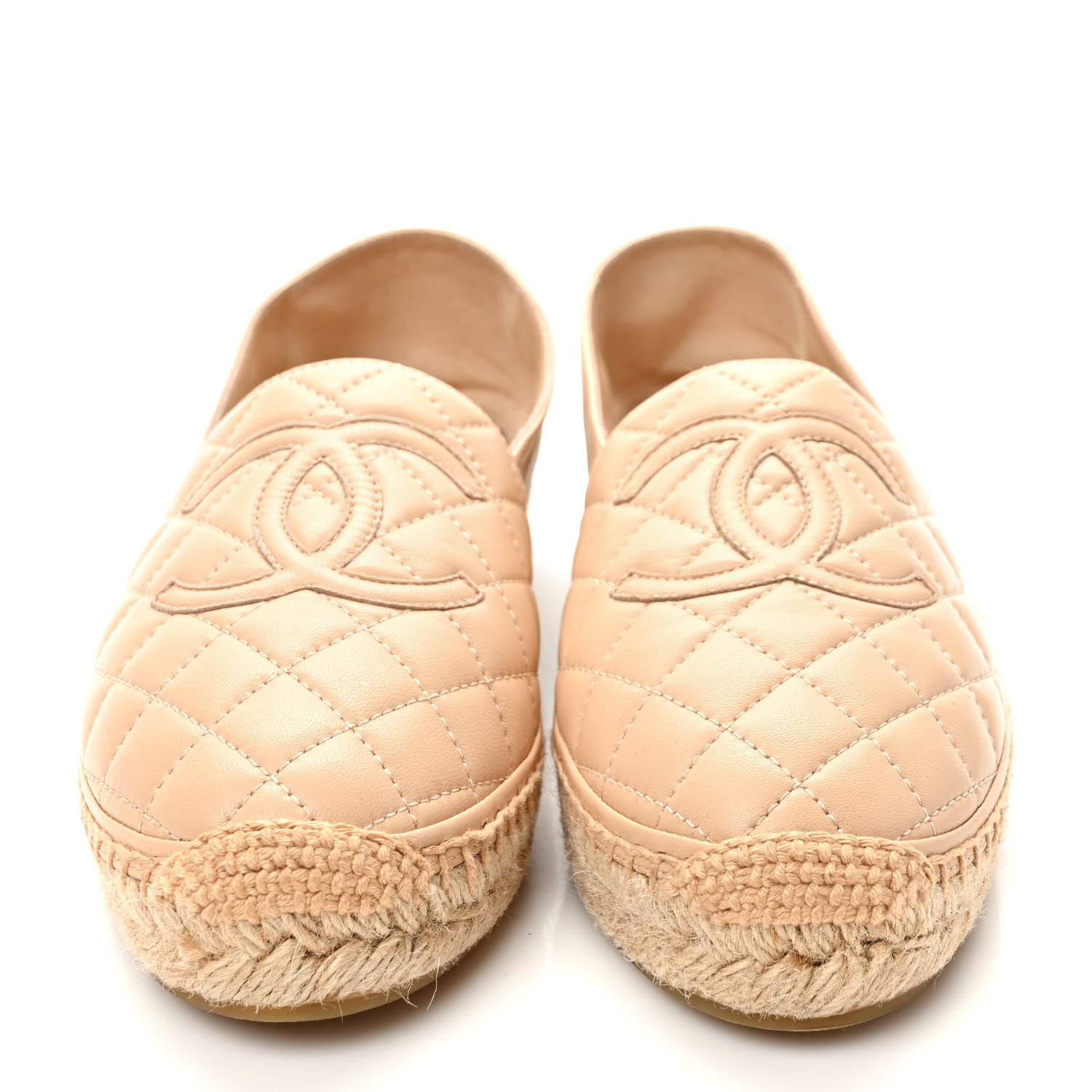 Chanel Lambskin Quilted CC Espadrilles 39 Beige 2 of 8