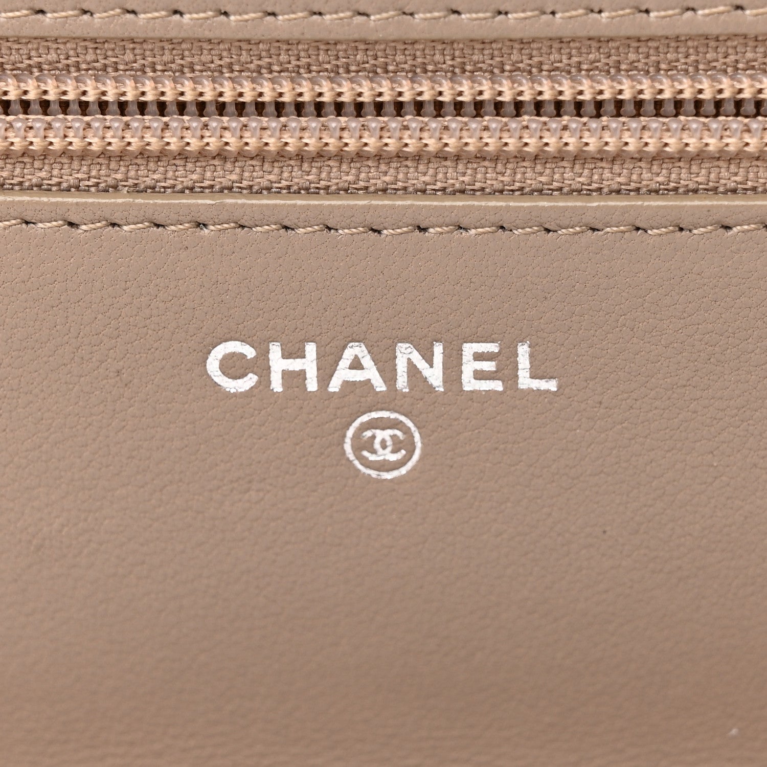 Chanel Lambskin Quilted Wallet On Chain WOC Taupe 6 of 28