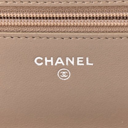 Chanel Lambskin Quilted Wallet On Chain WOC Taupe 6 of 28