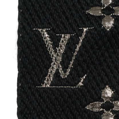 Louis Vuitton Wool Silk Logomania Shine Scarf Black 3 of 3
