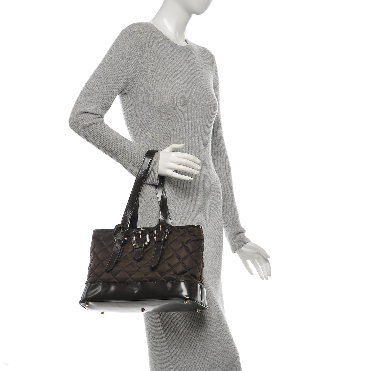 Burberry Nylon Quilted Tote Brown 2 of 6