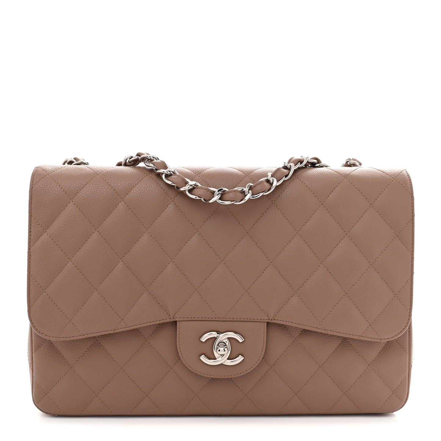 Caviar Quilted Jumbo Single Flap Brown