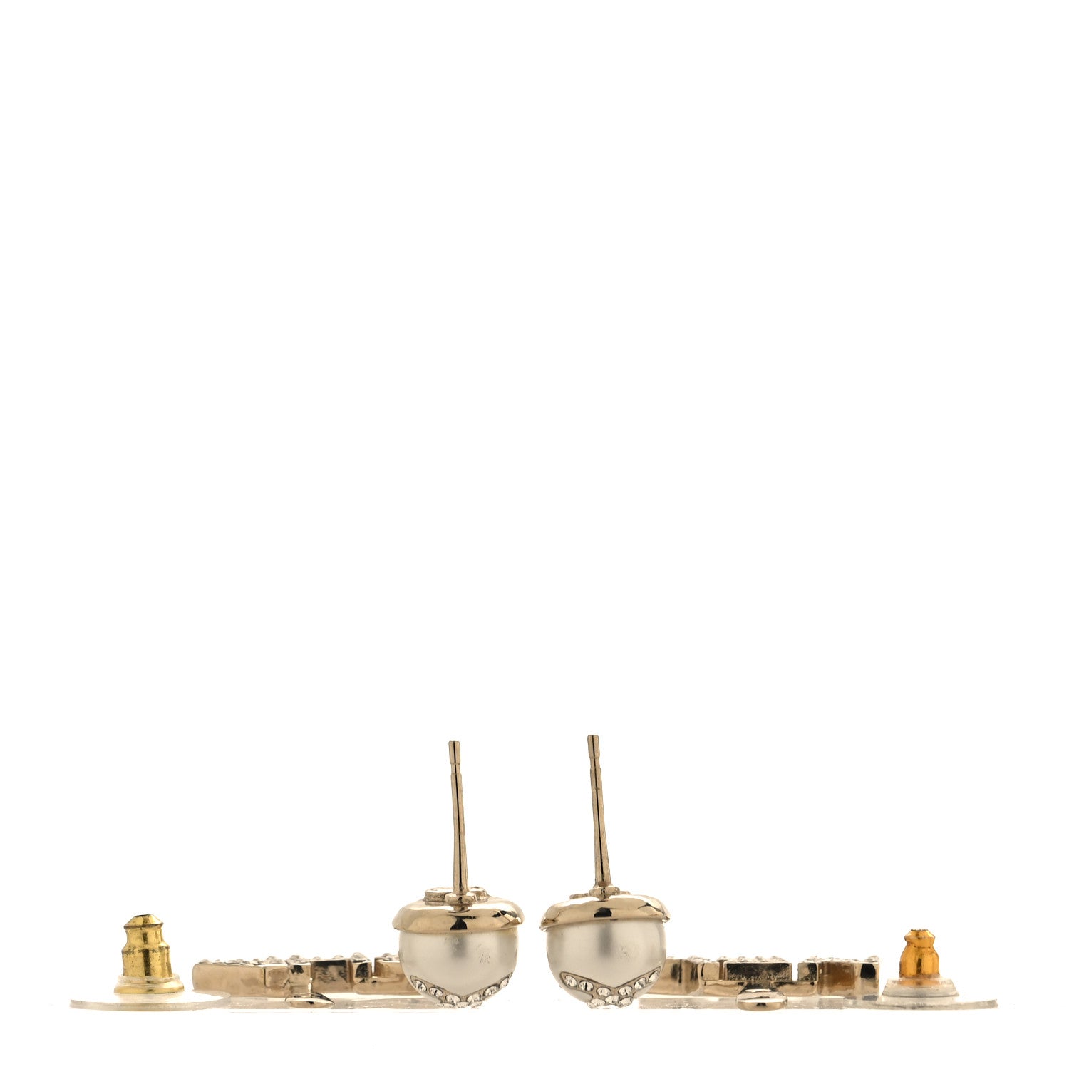 Chanel Crystal Pearl Cha-Nel Logo Earrings Gold 3 of 6