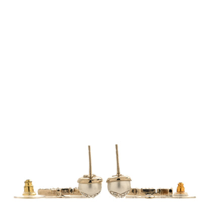 Chanel Crystal Pearl Cha-Nel Logo Earrings Gold 3 of 6