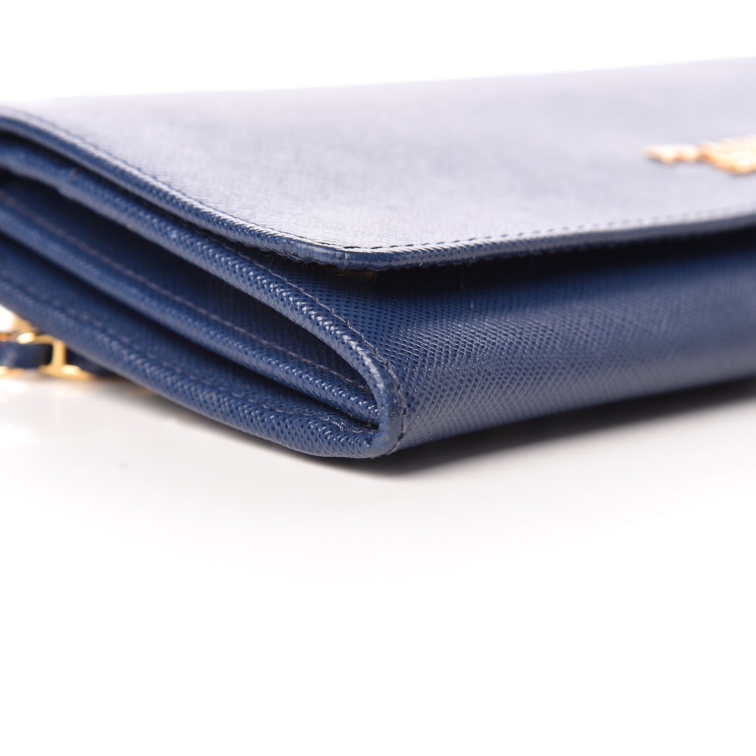 Prada Saffiano Metal Oro Chain Wallet Bleuette 9 of 10