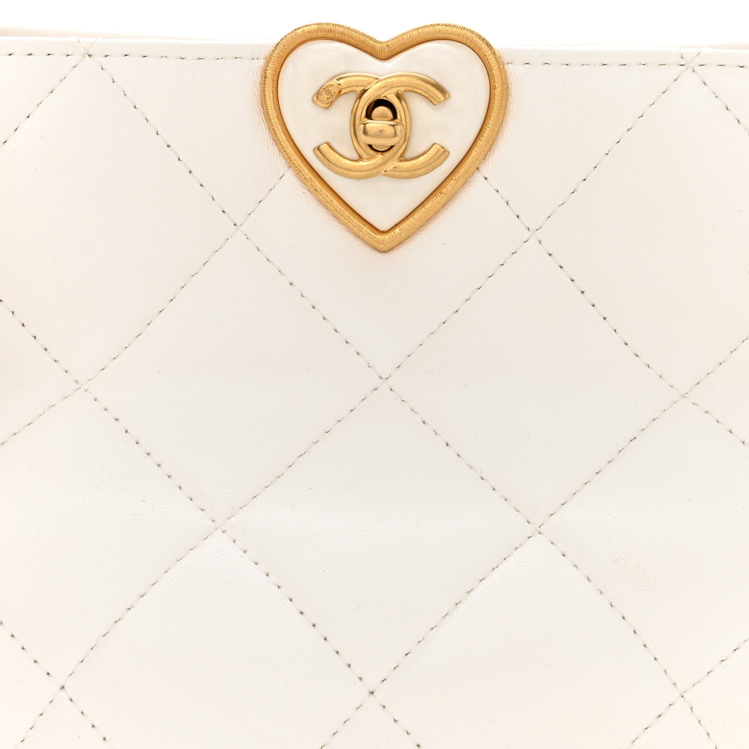 Chanel Lambskin Plexiglass Quilted Coco Love Bucket Bag White 8 of 11