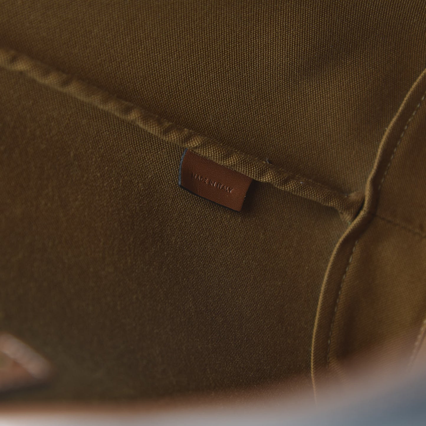 Triomphe Canvas Calfskin Medium Bucket Bag Tan