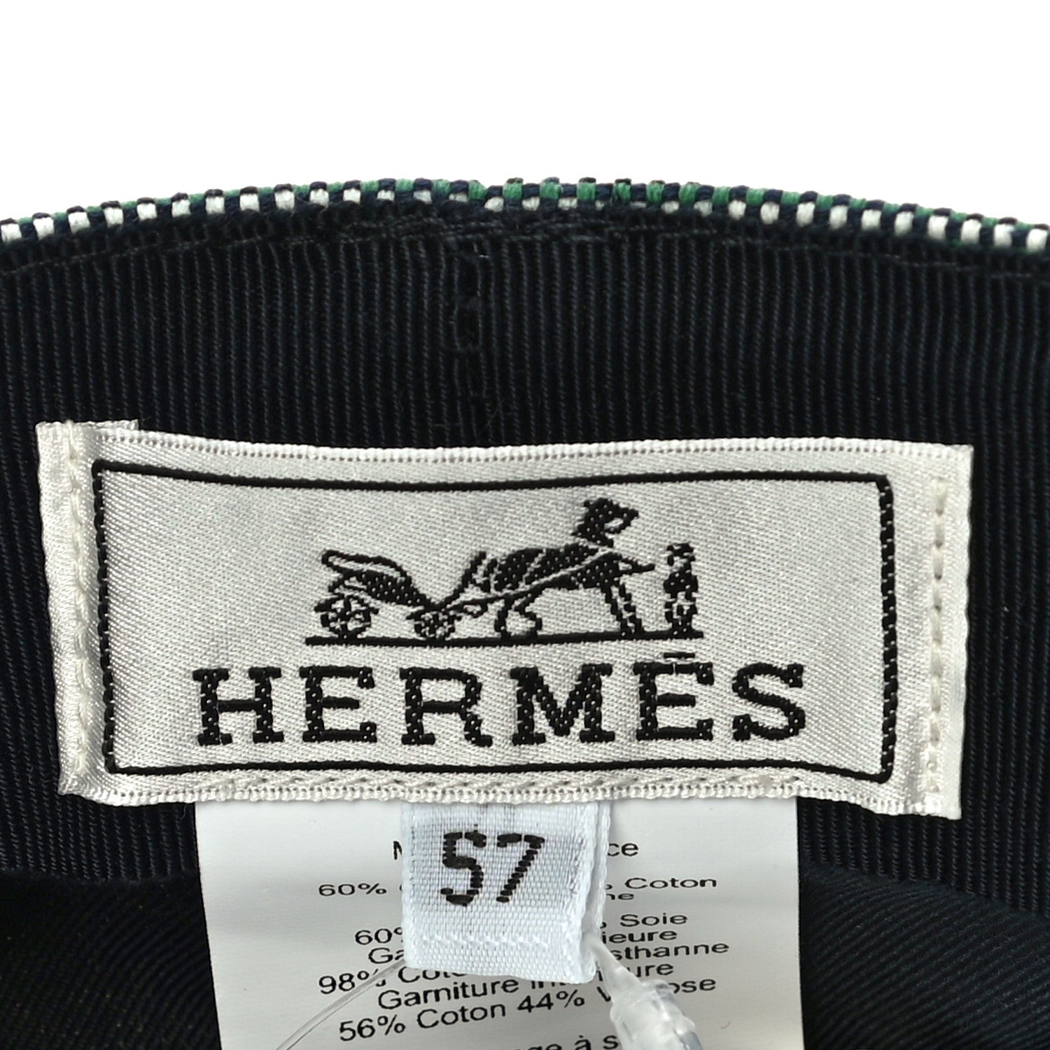 Hermes Cotton Hemp Cavale Pop Cap 57 Ecru Marine 7 of 8