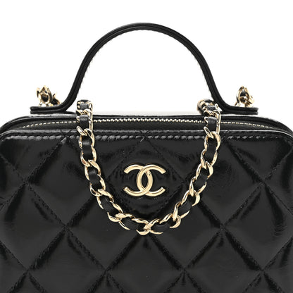 Chanel Patent Quilted Top Handle Small Vanity Case Black 9 of 12
