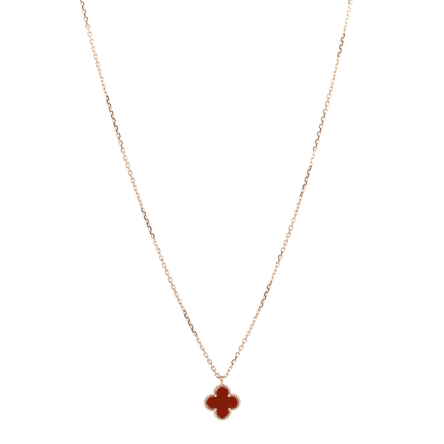 18K Rose Gold Carnelian Sweet Alhambra Pendant Necklace