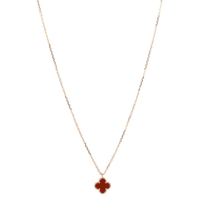 Van Cleef & Arpels 18K Rose Gold Carnelian Sweet Alhambra Pendant Necklace 1 of 6
