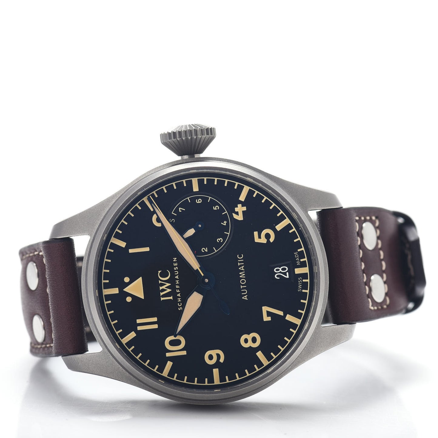 Titanium Calfskin 46mm Big Pilot Heritage Automatic Watch Black IW501004