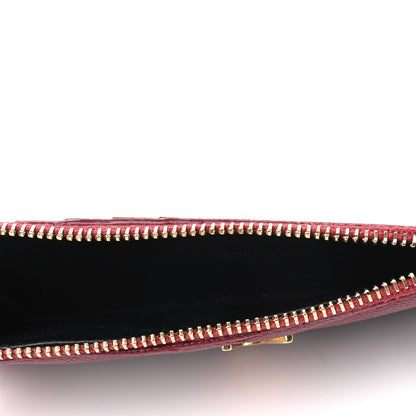 Saint Laurent Grain De Poudre Matelasse Chevron Monogram Fragments Zippered Card Case Opyum Red 4 of 9