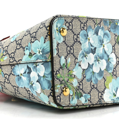 Gucci GG Supreme Monogram Blooms Medium Zip Top Tote Beige Blue Navy Hibiscus Red 11 of 11