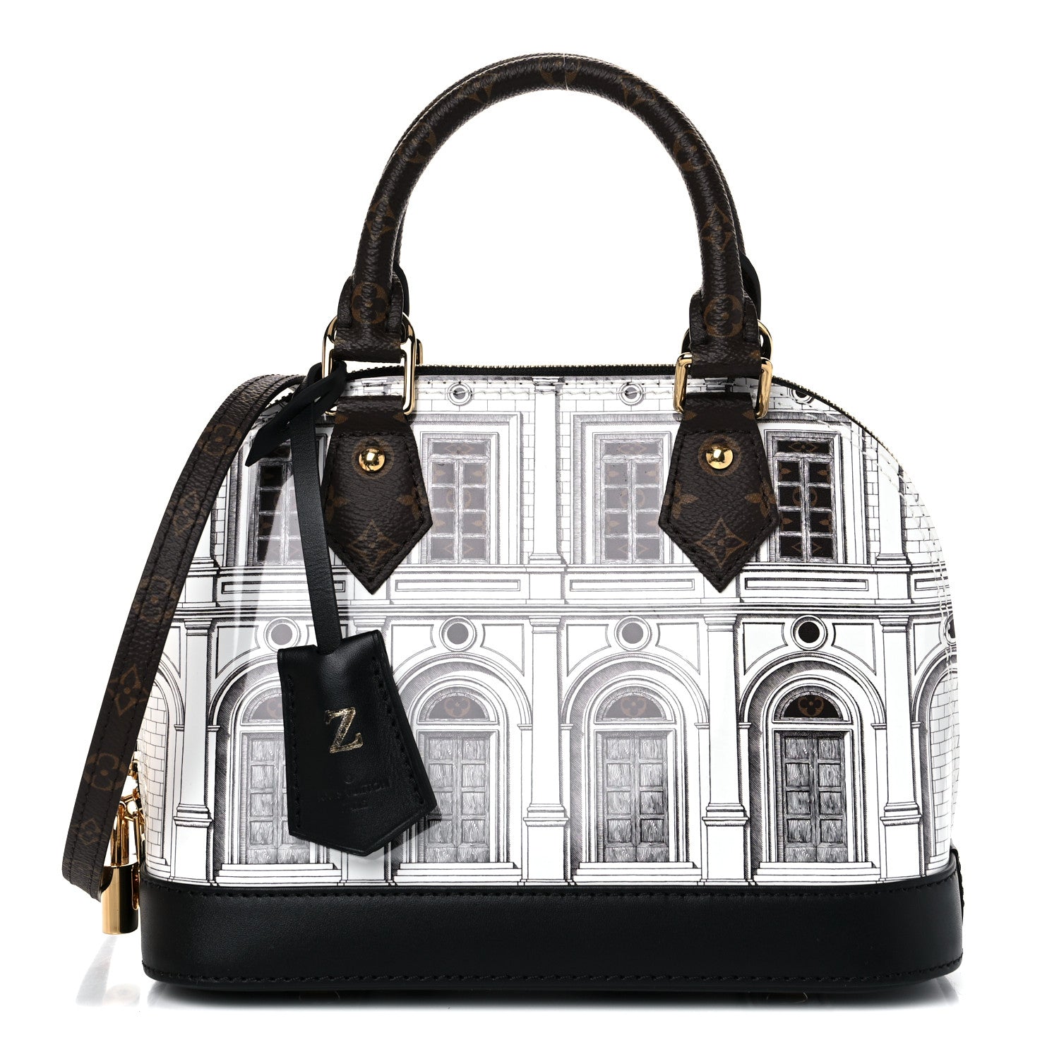 Louis Vuitton X FORNASETTI Calfskin Architettura Alma BB Black White 1 of 9