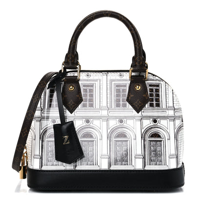 Louis Vuitton X FORNASETTI Calfskin Architettura Alma BB Black White 1 of 9