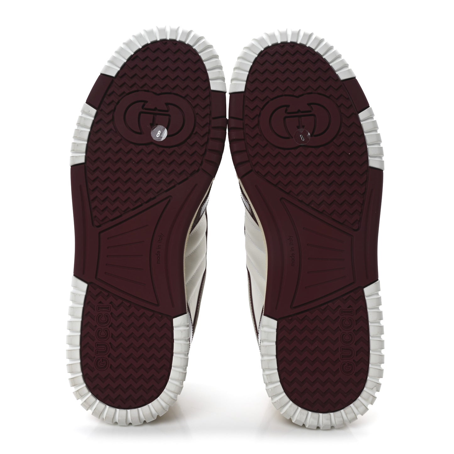 Calfskin Suede Mens Re-Web Sneakers 8 White Red