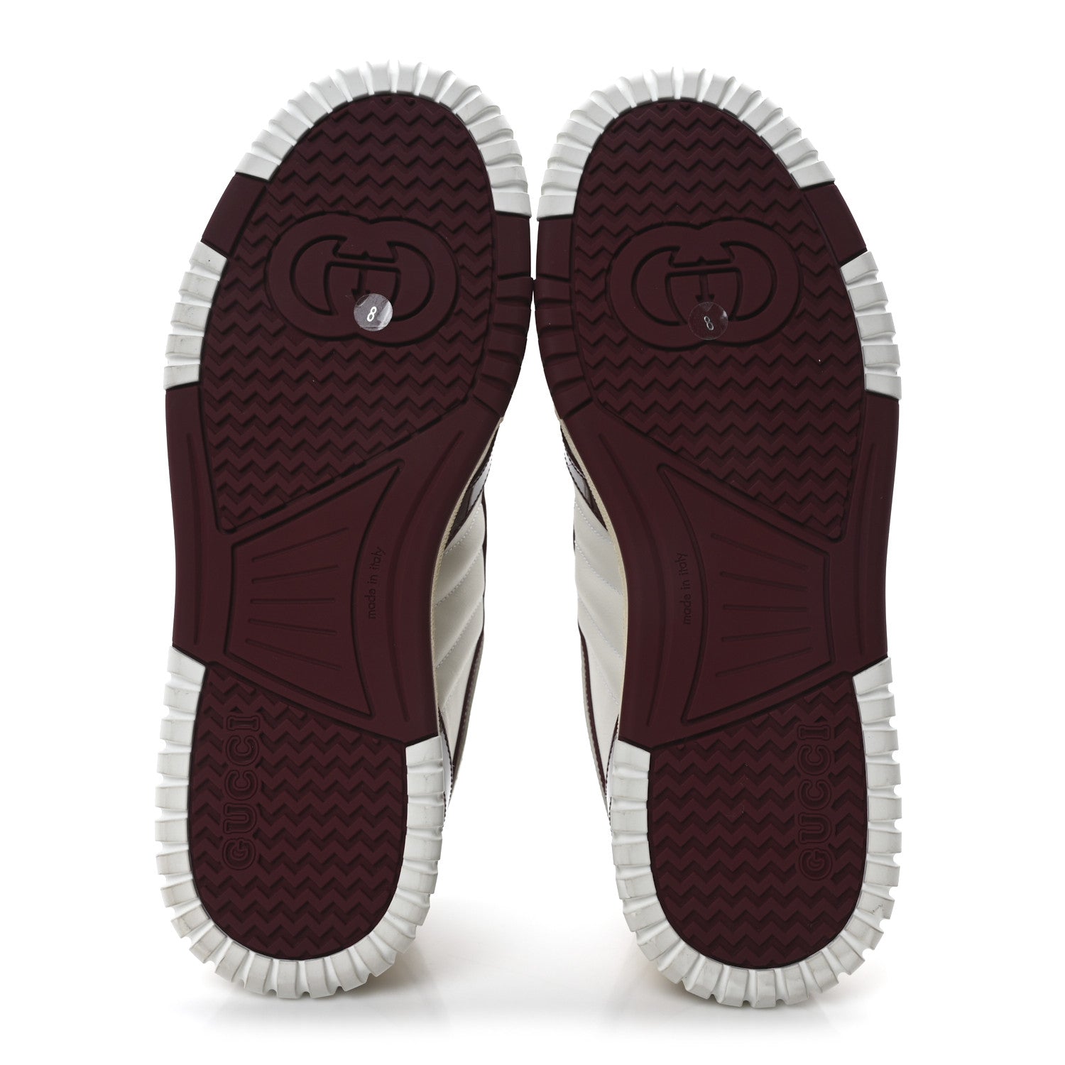 Gucci Calfskin Suede Mens Re-Web Sneakers 8 White Red 6 of 11