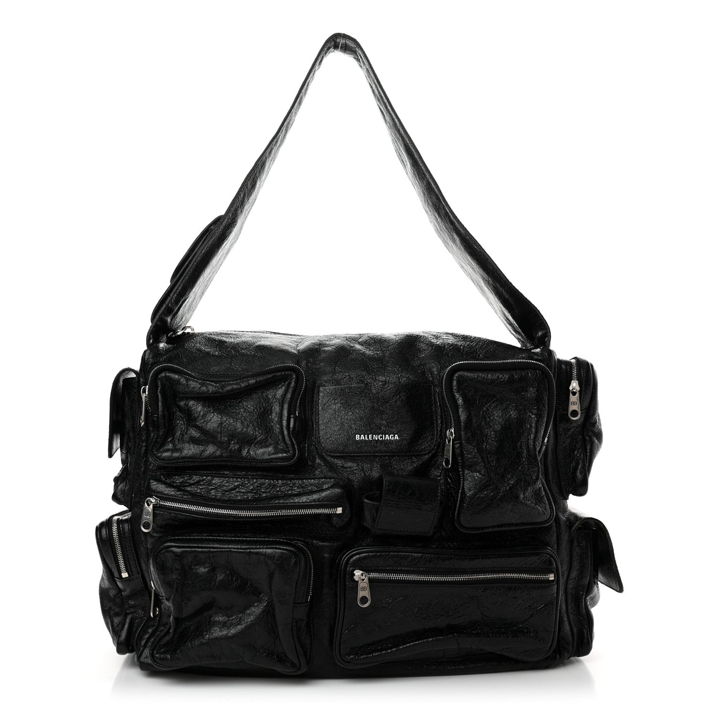 Agneau Arena Superbusy Large Sling Zip Shoulder Bag Black