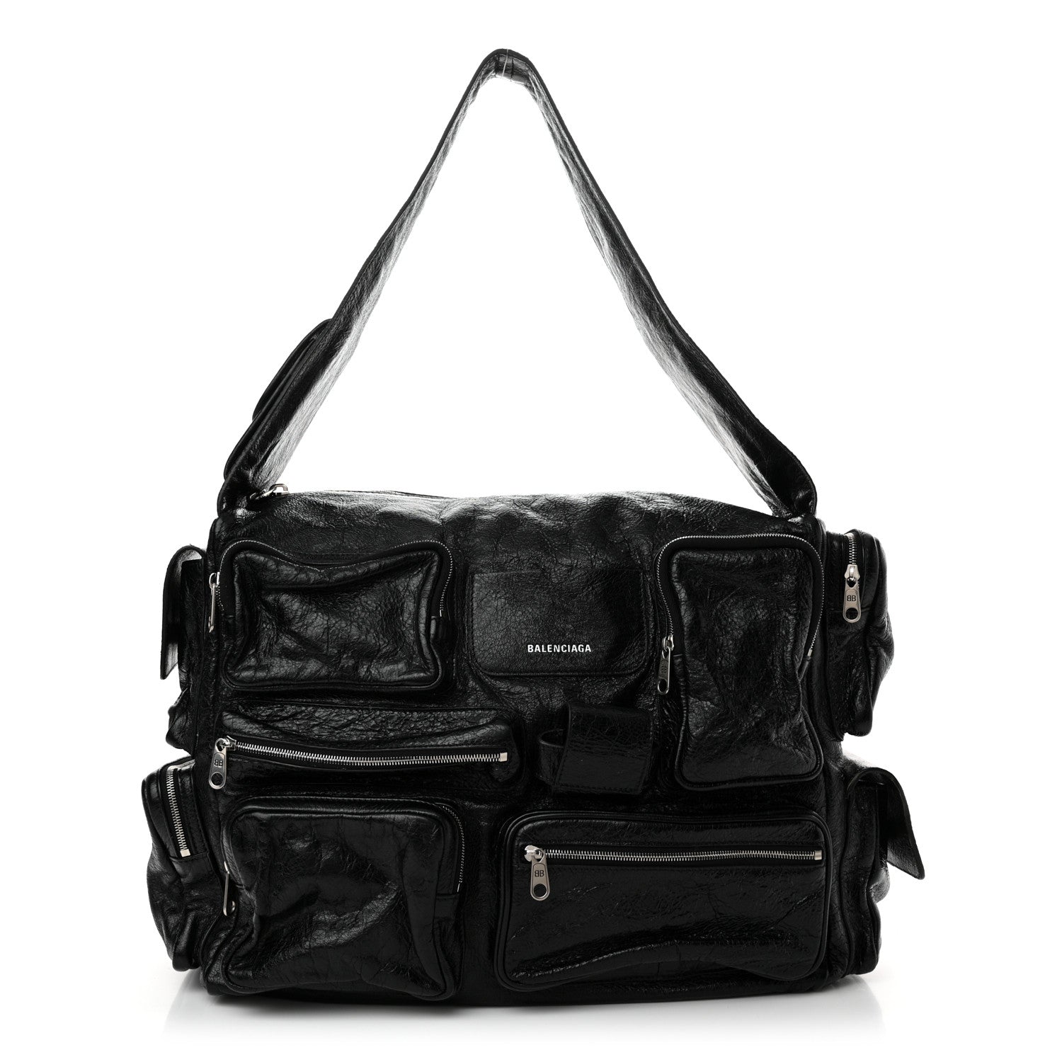 Balenciaga Agneau Arena Superbusy Large Sling Zip Shoulder Bag Black 1 of 13