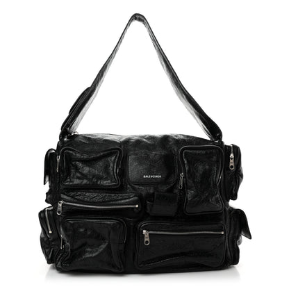Balenciaga Agneau Arena Superbusy Large Sling Zip Shoulder Bag Black 1 of 13