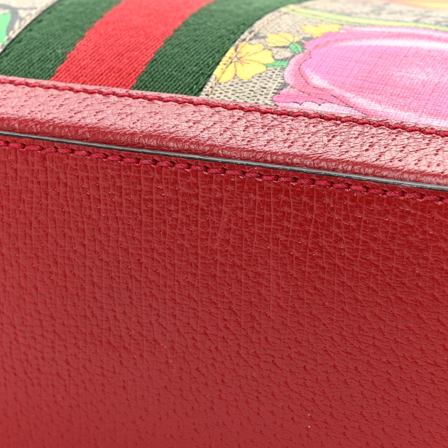 Gucci GG Supreme Monogram Flora Web Small Ophidia Top Handle Shoulder Bag Hibiscus Red 16 of 20