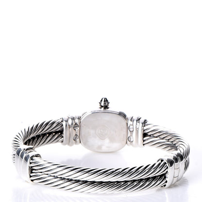 David Yurman Sterling Silver Diamond Mother of Pearl 19mm Cable Chelsea Quartz Watch 4 of 7
